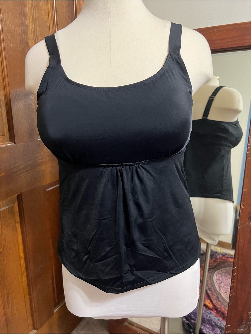 Women's Black Tankini One-Piece Swim Top - Supportive Swimwear